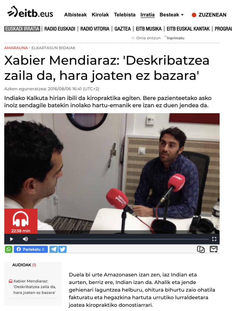 EITB · Euskadi Irratia, Xabier Mendiaraz · Kiropraktika Indian (Amarauna)