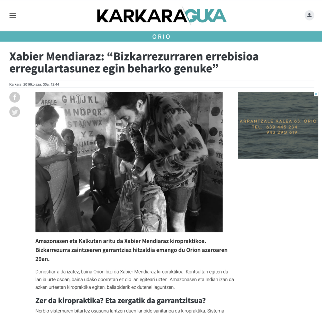 Karkara · Orio, Bizkarrezurraren errebisioa erregulartasunez